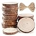 Caydo 20 Pcs 2.4-2.8 Inch Unfinished Wood Slices with Holes and 33 Feet Twine String for Home Hanging Decorations and Wedding Ornaments