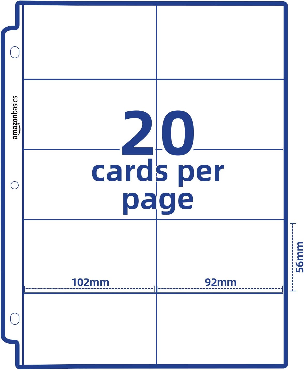 Basics Plastic Business Card Holder Protector Pages for 3-Ring Binder, 25-Pack : Office Products