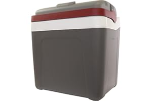 Koolatron Electric Portable Cooler Plug in 12V Car Cooler, 25 L (26 qt), No Ice Thermo Electric Portable Fridge for Camping, Travel Road Trips Trucking with 12 Volt DC Power Cord, Gray/White.