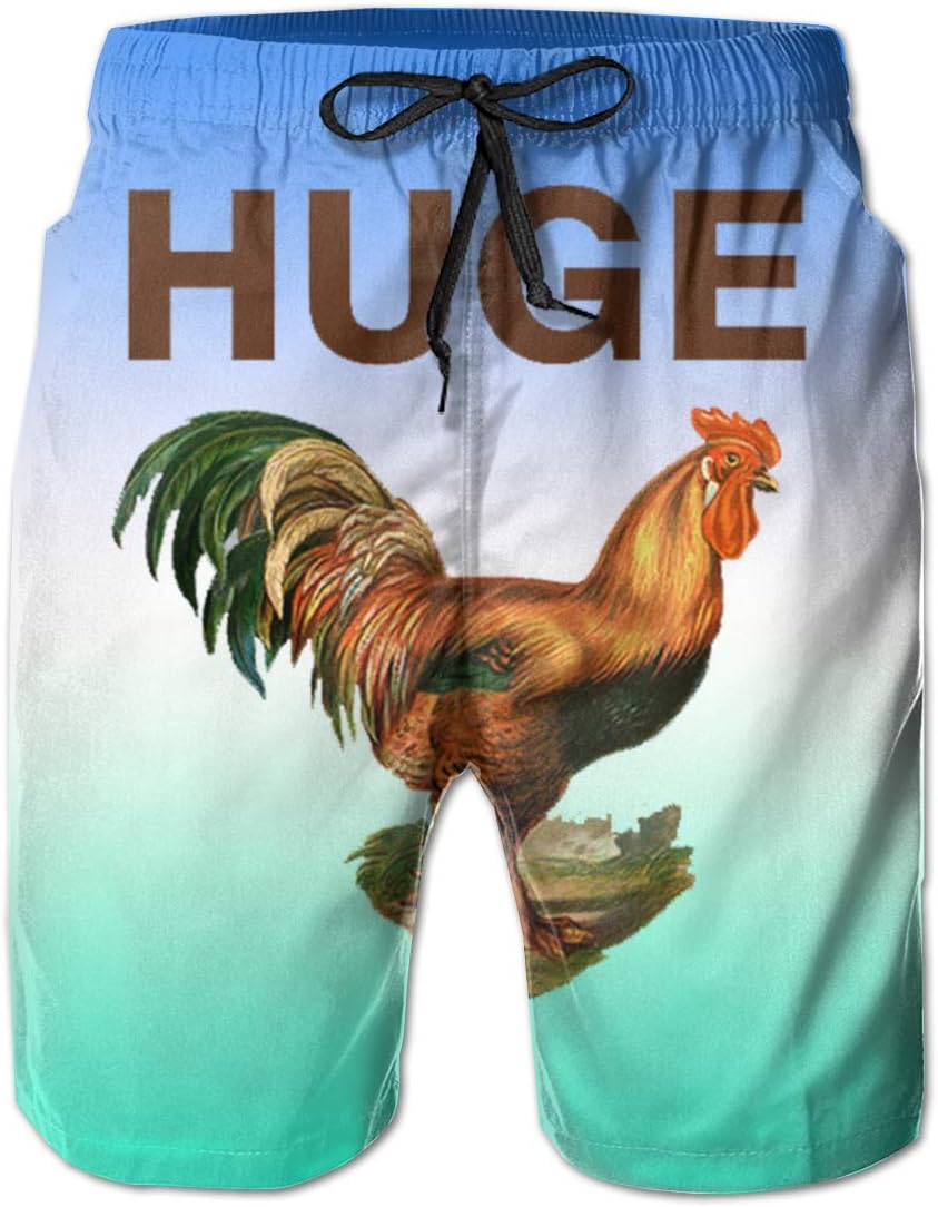Hdecrr FFRE Huge Cock Funny Offensive Chicken Men Summer Casual Swimming Shorts Quick Dry Swim Trunks with Pockets White …