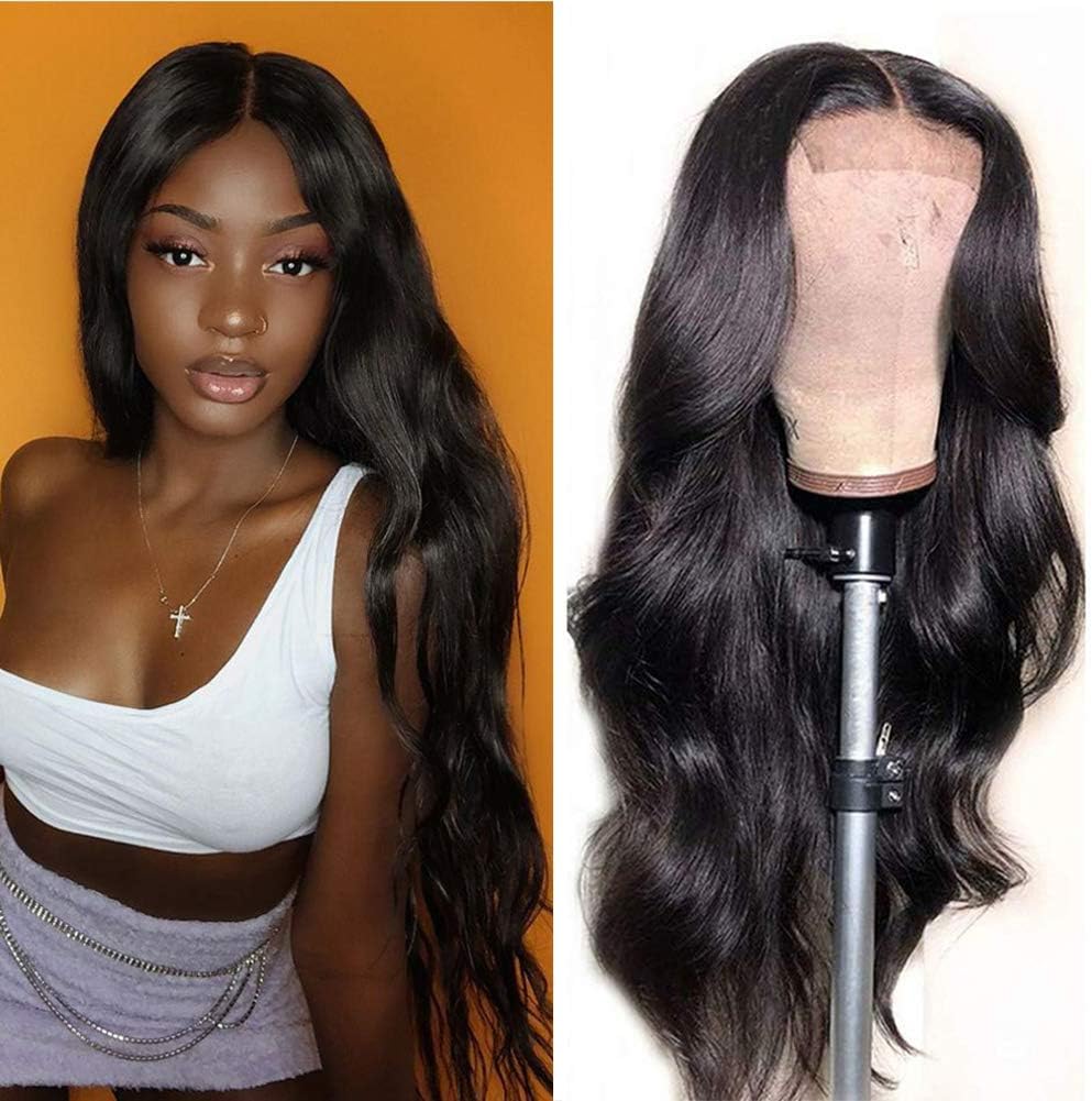Lace Front Wigs Human Hair Body Wave Wigs for Black Women T Part Lace Front Wigs Human Hair Pre Plucked 150% Density Brazilian Virgin Hair Natural Color (12inch, Body Wave)