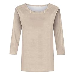 Womens 3/4 Length Sleeve Tops Solid Color Dressy