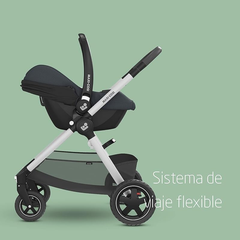 CabrioFix i-Size, Silla Coche Bebé, 0-12m, máx.12 kg, Silla para Recién Nacido Ligera (3,2kg), Capota Grande, Asiento Acolchado, se Adapta de Cochecitos Maxi-Cosi, Essential Graphite