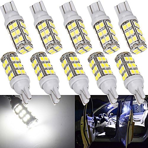 921 194 LED Light bulb, Super Bright LED Bulbs for Car Interior Lights Dome Map Door Courtesy License Plate Lights W5W 168 192 T10 Wedge 28-SMD White Bulbs (Pack of 10, White)