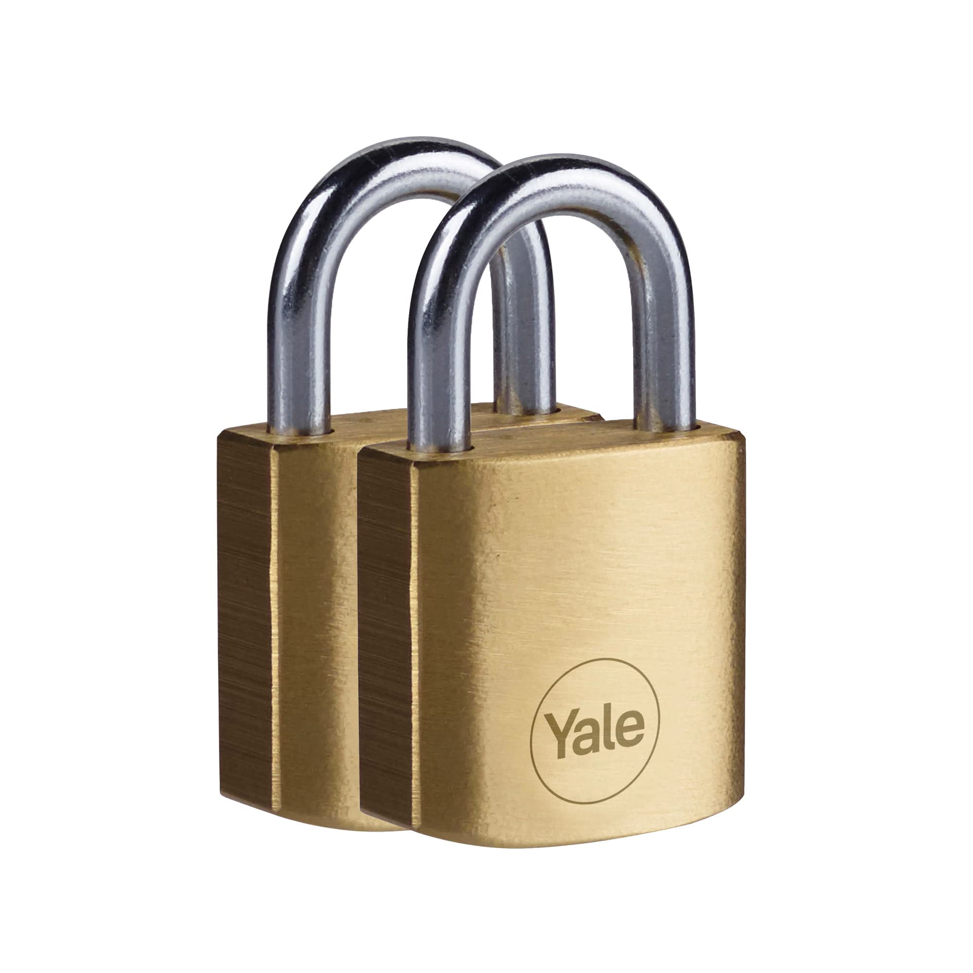 Yale - Y110B/30/115/2 Standard Security 30mm Brass Padlock, Pack of 2 - Open Hardened Steel Shackle - 3 keyed Alike Keys — image 1