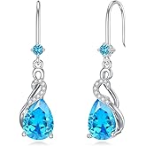 Seiyang Birthstone Dangle Drop Earrings 925 Sterling Silver Teardrop Birthstone Hook Earrings Birthday Jewelry Gifts for Women