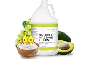 Swedish Massage Lotion by TheraPro - 1 Gallon - Unscented, Water Dispersible - Swedish Deep Tissue Massage Lotion for Massage Therapy - Smooth Glide No Sticky Residue - Professional Massage Lotion