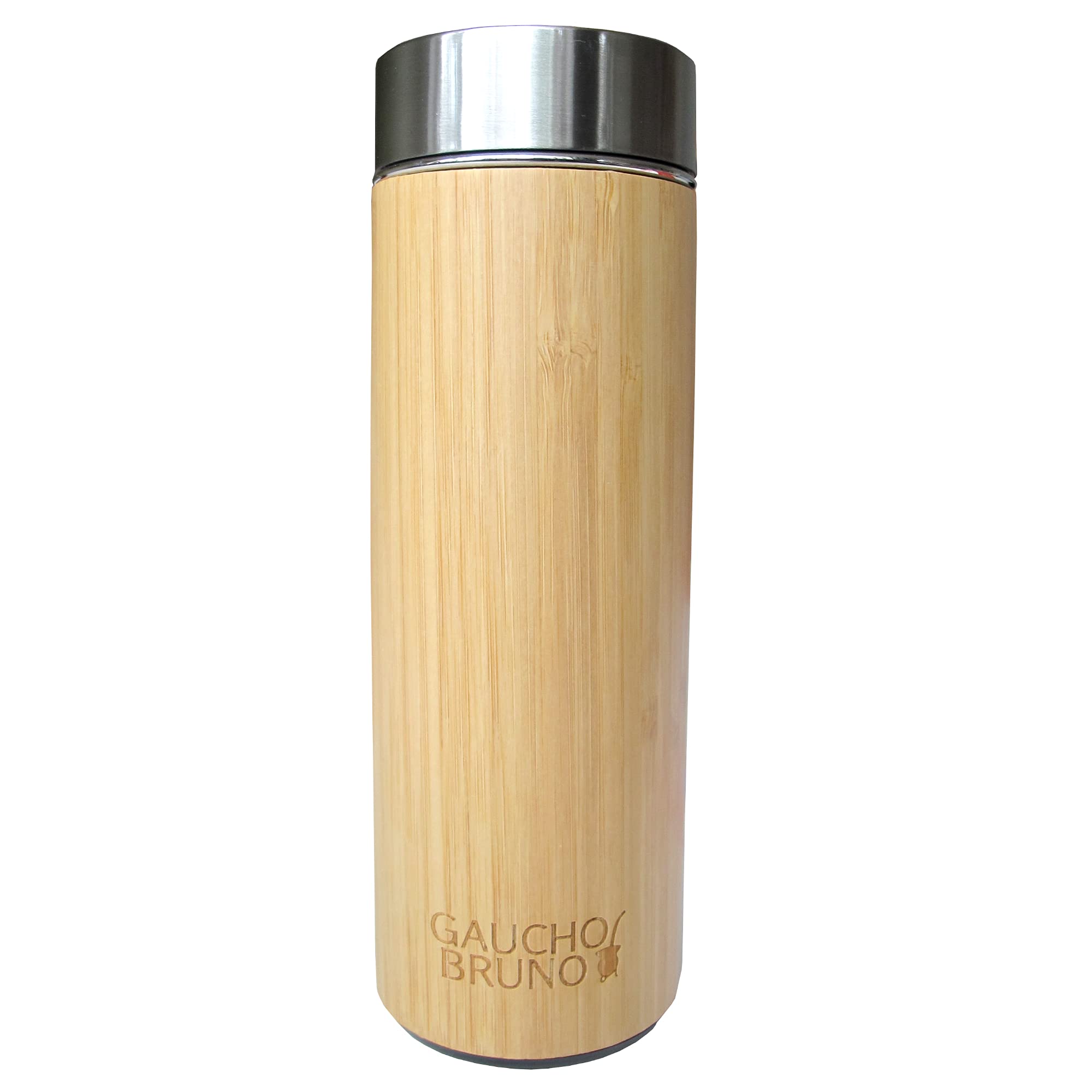 Gaucho Bruno Bamboo Bottle Tumbler Tea Infuser Vacuum Flask Stainless Steel, Thermal