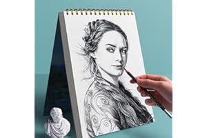 A4 Sketchbook for Drawing, Heavyweight Thick Paper Pad, Lay Flat Art Sketch Book for Pencil, Colored Pencil & Charcoal, Multi