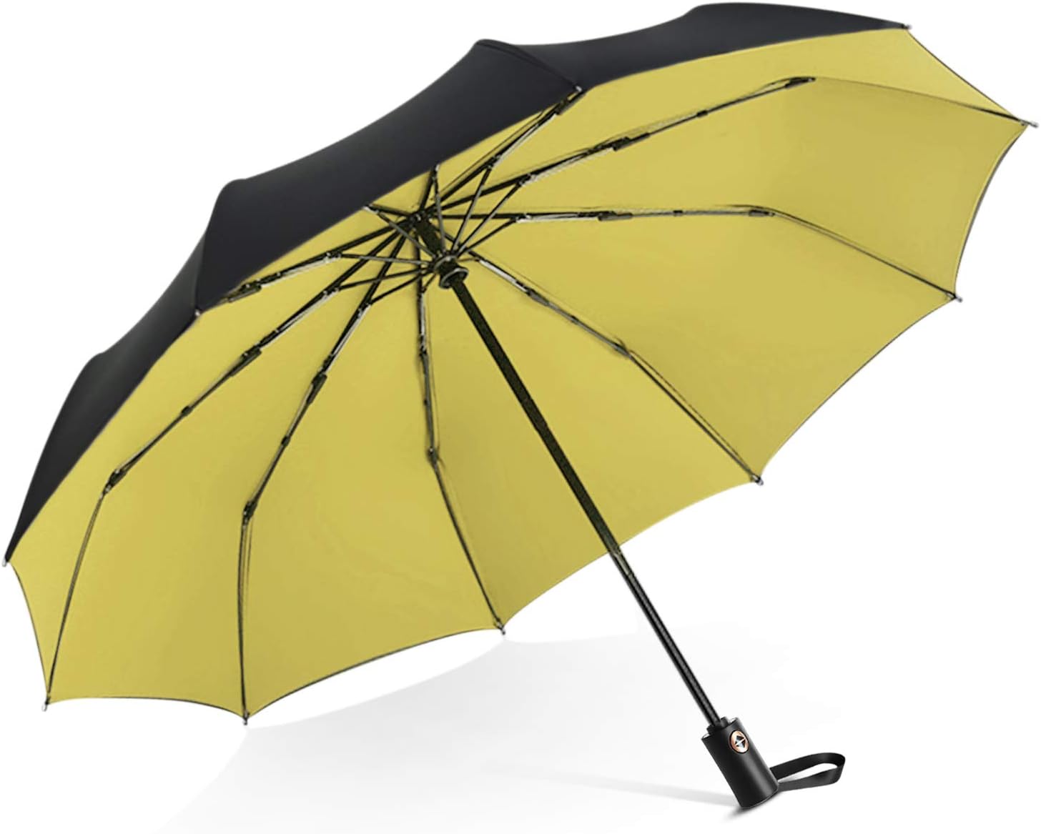 DORRISO Folding Umbrella Men Women Automatic Open/Close Folding Umbrella Extra Strong Windproof Portable Compact Umbrella Travel Business Sun Umbrella Rain Umbrella Yellow