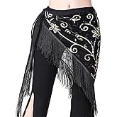 Women Belly Dance Hip Scarf Triangle Dance Belt Skirt with Fringe