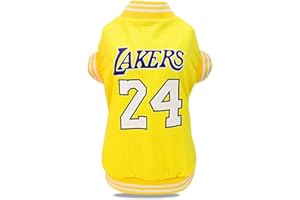 SCHEPPEND Dog Clothes Basketball Mesh Breathable T-Shirt,Pet Clothes Puppy Sportswear Spring/Summer Fashion Dog Shirt. (Yellow, Large)