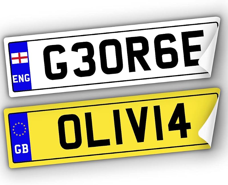 Paradise Print 2x Kids Number Plates Self Adhesive 140x35mm