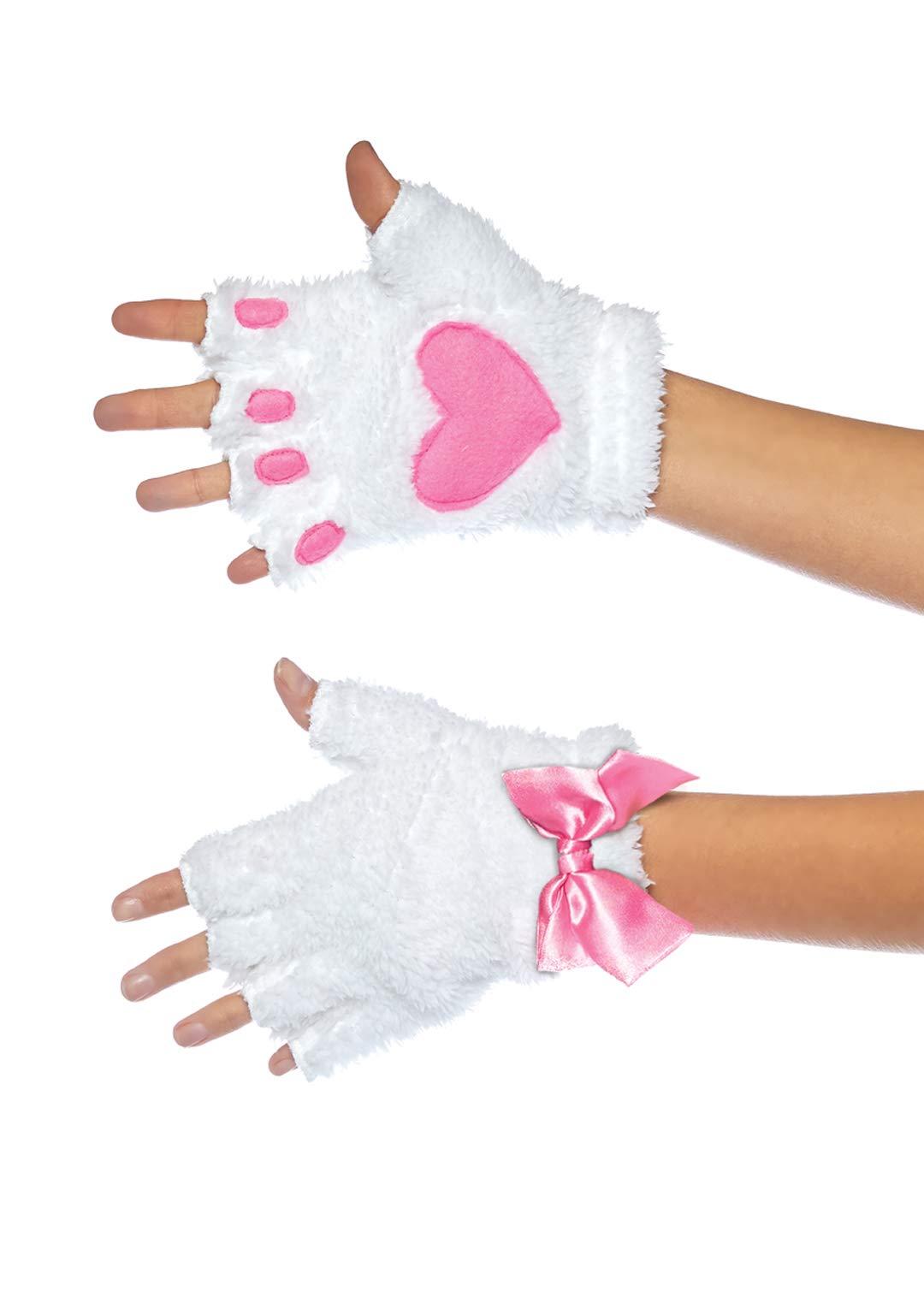 Leg Avenue Plush paw Fingerless Glove, White, One Size