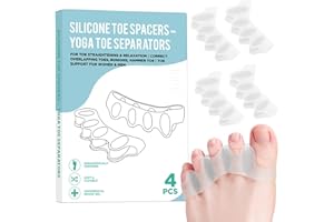 SNGBYTU 4 Pcs Silicone Toe Spacers – Yoga Toe Separators for Toe Straightening & Relaxation | Correct Overlapping Toes, Bunions, Hammer Toe | Toe Support toe separators for Women & Men (Clear, 3.98)