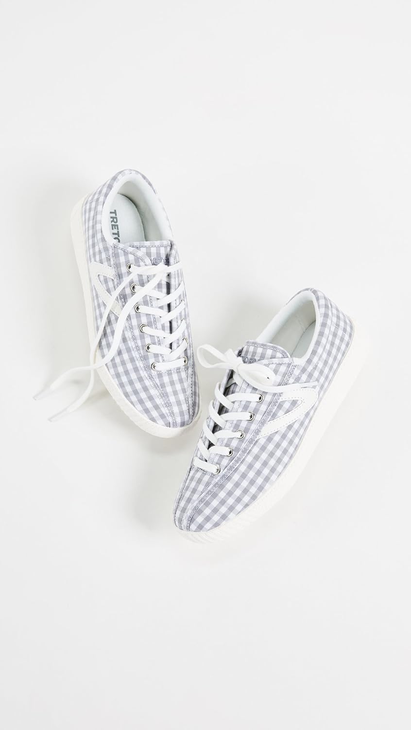 tretorn nylite silver check sneakers