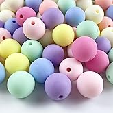 Jmassyang 200Pcs 14mm Candy Color Acrylic Round Frosted Beads Plastic Pastel Matte Loose Spacer Mixed for Jewelry Making Bracelets Necklaces DIY Crafts