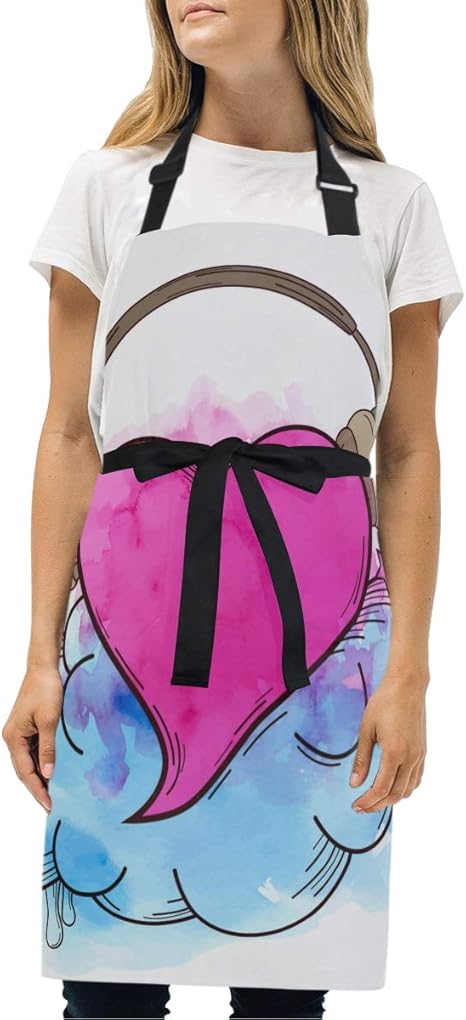 Amazon Patinisaエプロン 音楽的なレトロな背景ピンクのハートヘッドフォン ファッションエプロン首掛け 身長に応じて長さ調節可能 男性と女性の大人のスモックシェ パーソナライズされたカスタマイズさまざまな色のスタイル エプロン オンライン通販