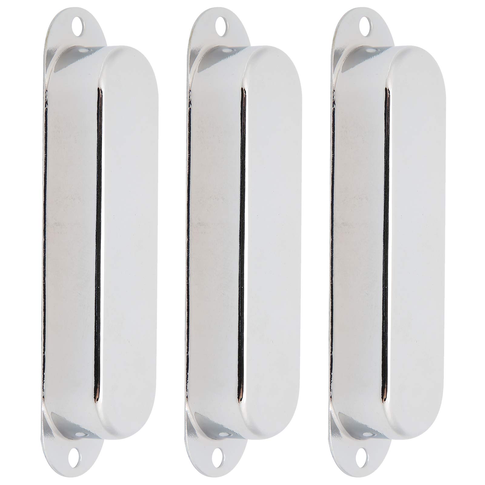 3Pcs Guitar Pickup Shell, Single No Hole Brass Closed Pickup Cover Replacement for Electric Guitars (Silver)