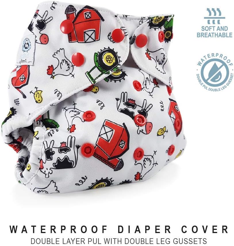 Baby Tooshy Cloth Diaper Covers with DOUBLE Gussets. Waterproof, Adjustable & Reusable. One Size for Prefolds/Flats/Inserts. Taffy