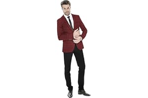 ELINA FASHION Men's Plaid Checked Blazer 2 Button Jacket Regular Long Sleeve Daily Fit Suit Business Lightweight Casual Sport Coat
