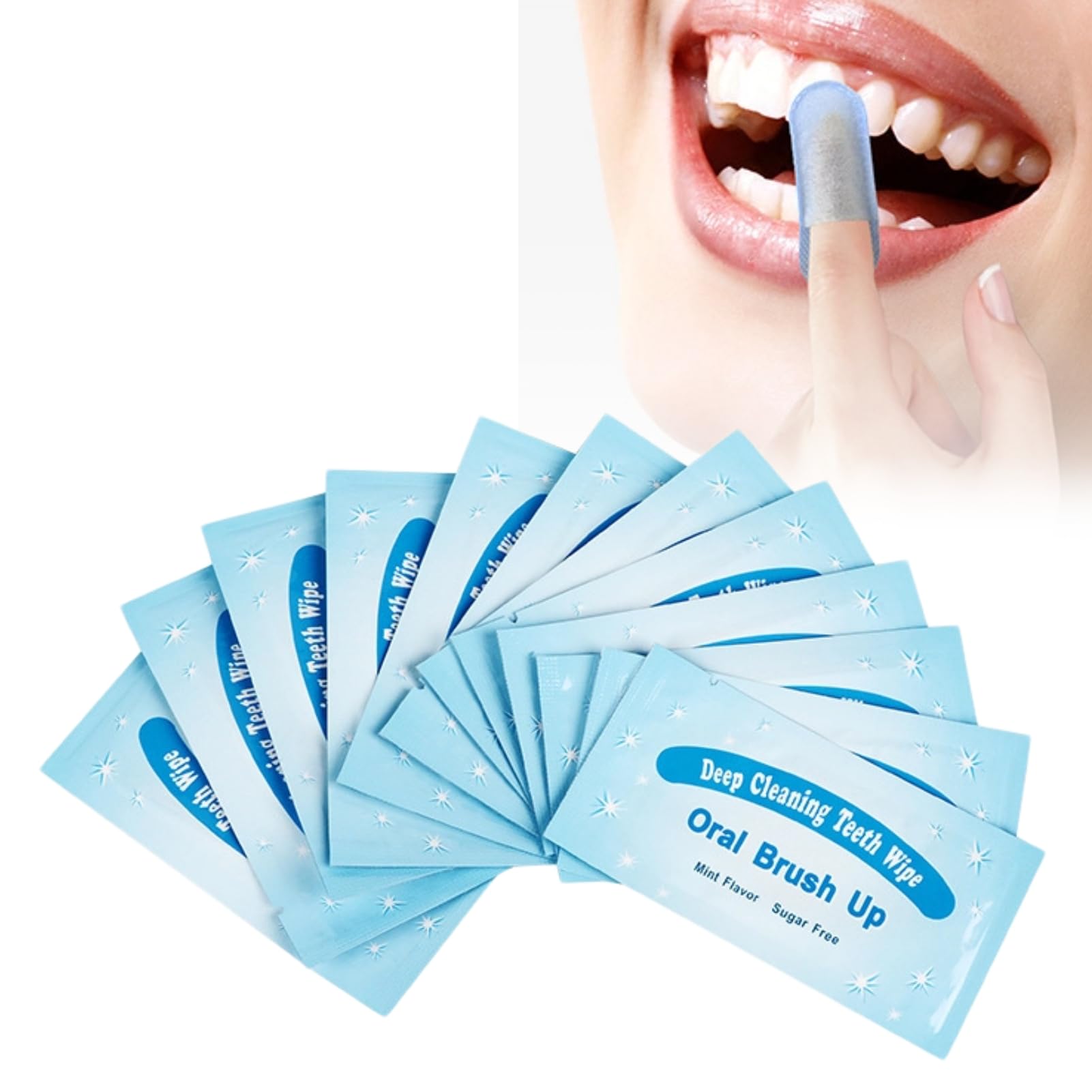 50Pcs Teeth Wipe Cloth Mint Flavor Freshen Mouth Breath Tooth Cleaning Cloth Oral Tooth Deep Cleaning Wipes