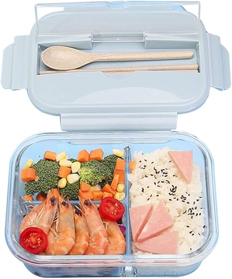 Amazon 子供のお弁当箱 1000ml大容量ガラス製お弁当箱 携帯用密封された漏れ防止のお弁当箱 再利用可能な食品収納容器お弁当箱 大型弁当箱 オンライン通販