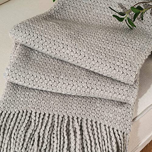 BATTILO HOME Knit Tassel Throw Blanket for Couch Sofa Bed Home Décor Soft Warm Light Weight Blanket 51" x 59"