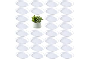 Tulpeed 30 Pack Plant Saucer 6 Inches Plant Trays for Pots Plastic Round Drip Trays Flower Pot Saucers Black Planter Water Tray Plant Drainage Tray, Light Grey