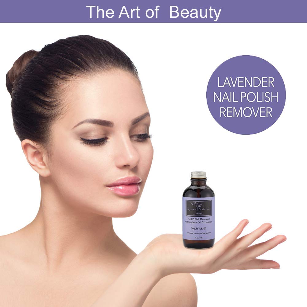 Karma Organic Beauty Natural Soybean Lavender Nail Polish Remover - Non Toxic, Vegan, Cruelty Free, Acetone free – Nails Strengthener for Fingernails – 4 fl. Oz. : Beauty Products : Beauty
