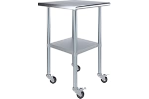 24" X 24" AmGood Stainless Steel Work Table with Wheels | Metal Mobile Table | Food Prep