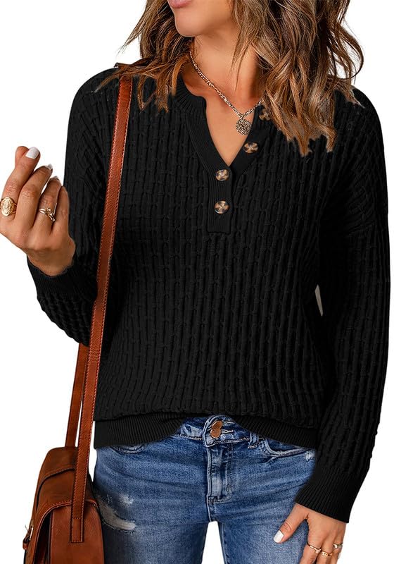 Dokotoo Long Sleeve Fall Sweaters for Women 2024 Winter Clothes V Neck ...