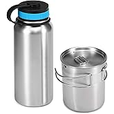 Karlak 1000ml Stainless Steel Vacuum Insulated Water Bottle with 700ml Water Cup ing Pot for Survival Camping Hiking Backpacking