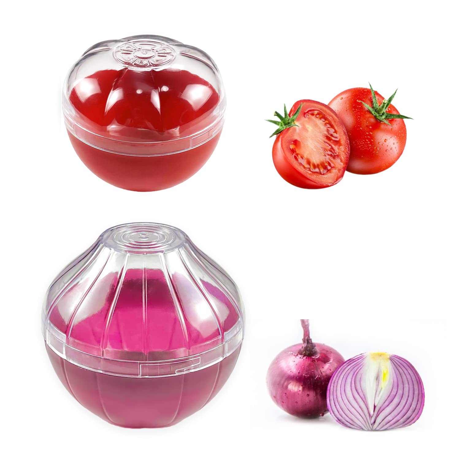 Photo 1 of * ONE PIECE ONLY, ONION VARIATION * Magicaleast 2PCS Fruit and Vegetable Shaped Savers Onion and Tomato Storage Containers for Fridge Vegetable Crisper Makes Food Stays Fresh Longer
