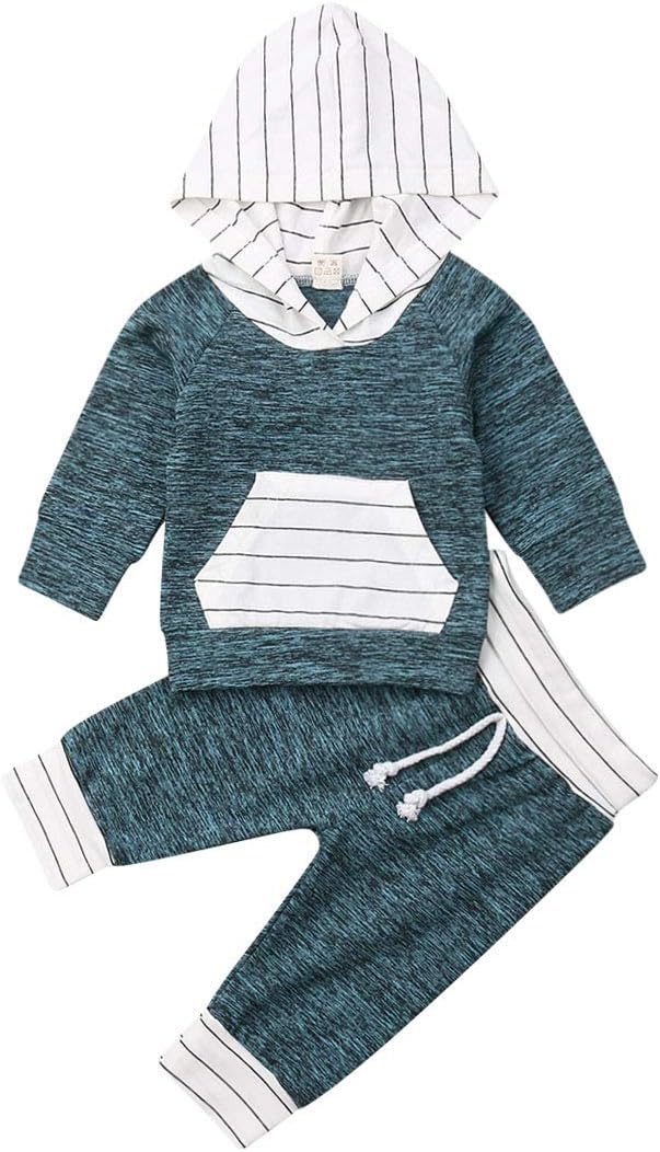 Toddler Baby Boys Long Sleeve Outfit Hoodie Sweatshirts & Pants Newborn Fall Sweatsuit Infant Winter Clothes Set