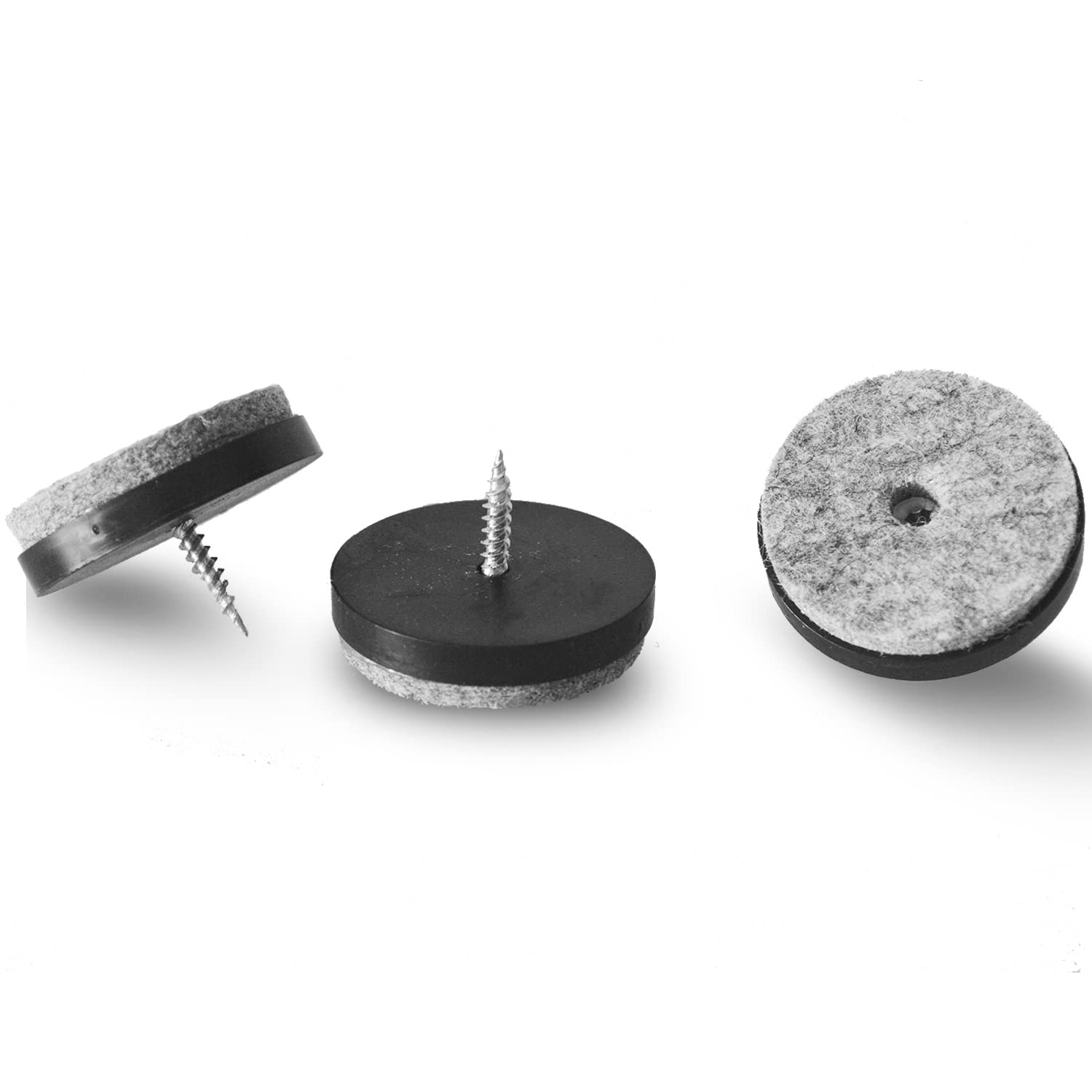 Photo 1 of 1-1/2 Inch Screw-in Felt Pads - 40pcs Furniture Chair Table Glides Pad Floor Protectors for Wooden Legs Feets, Black