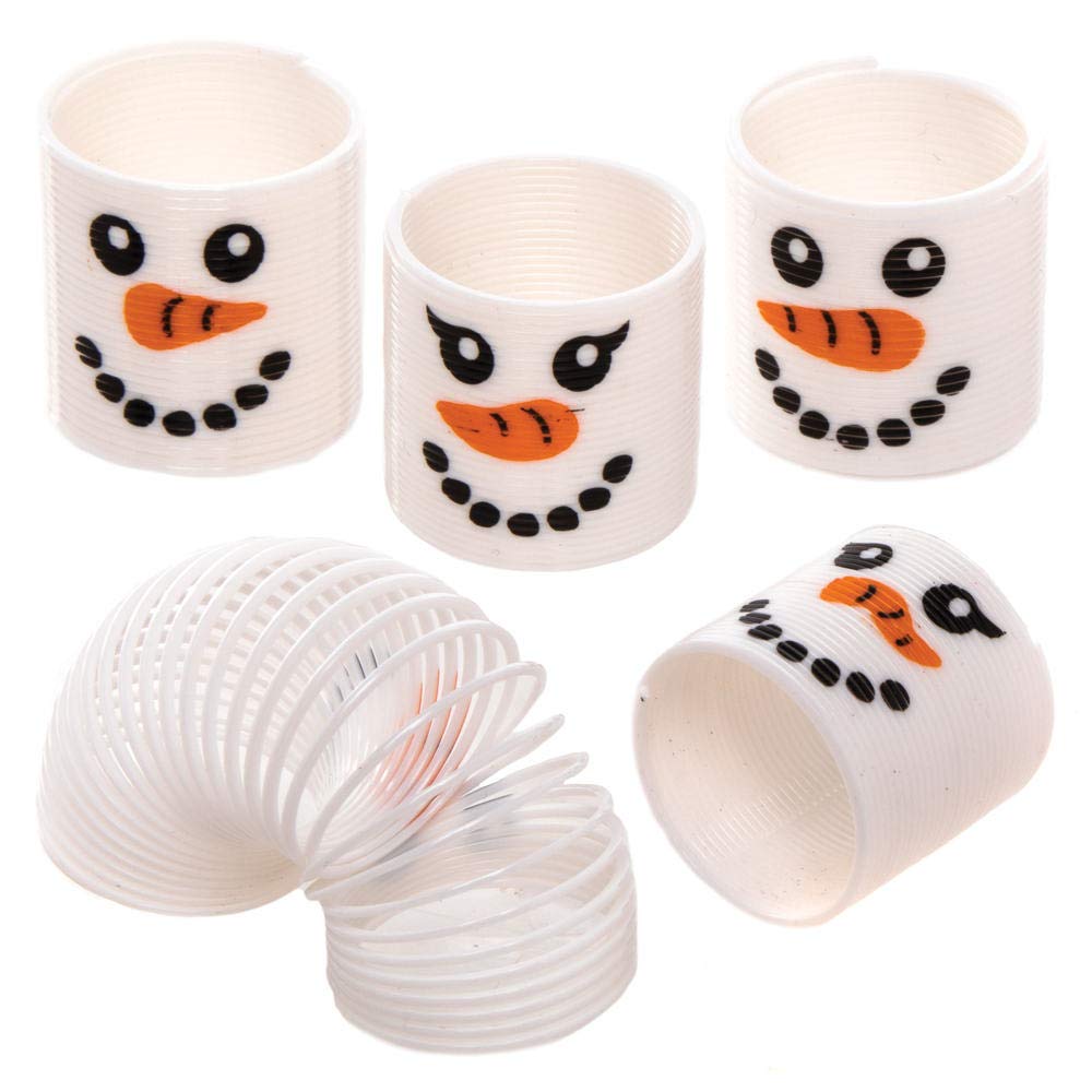 Baker Ross AX511 Snowman Mini Slinky Favours - Pack of 12, Toy Springs For Kids Stocking Fillers, Party Bags and Small Toys for Children