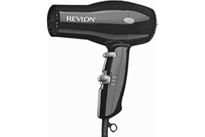 Revlon RVDR5034F Compact Hair Dryer, Lightweight, Multiple Heat/Speed Settings, Travel Friendly, Black