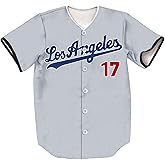 HOPSHION 5/17/50 Stripes Baseball Jersey Short Sleeve Button Shirts for Fans