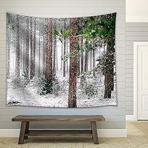 Pine Trees Covered with Snow - Fabric Wall Tapestry Home Decor - 51x60 inches