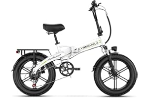 Cybervelo 1000W Folding Electric Bike, 48V 20.8AH Large Removable Battery E-Bike, 30+MPH, 80 Miles Max Range, 20" Fat Tire Electric Bike for Adults, Adult Electric Bicycles for Commute