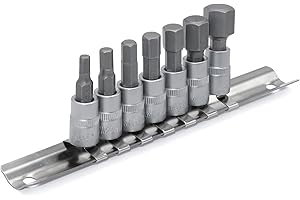 DAKCOS Hex Bit Socket Set 1/4" Drive 7 Pieces Allen Key Socket Set Metric 4mm - 12mm S2 Alloy Steel Bit and CR-V Drive Socket