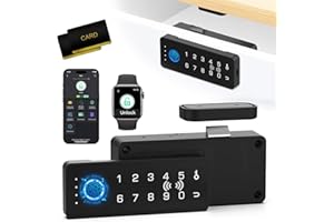 Dhiedas Smart Cabinet Lock - Drawer Locks Baby Proofing, RFID Keypad Fingerprint Keyless Electronic Bluetooth Biometric Child Safety Cabinet Lock for Adults Liquor File Desk Cupboard Black