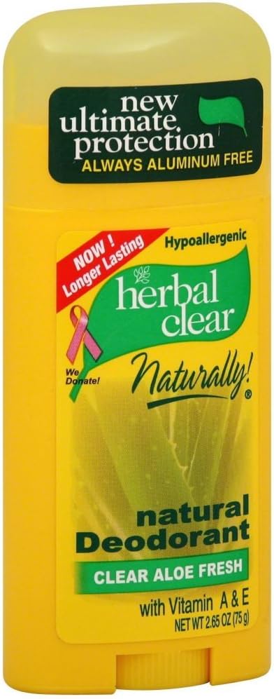 Herbal Clear Natural Deodorant Clear Aloe Fresh 2.65 oz (Pack of 8)