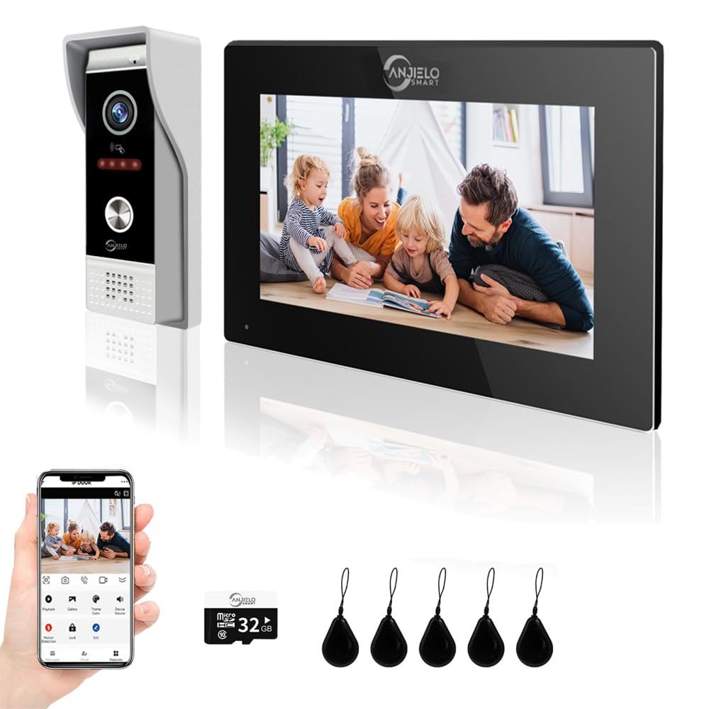 ANJIELO SMART TUYA Video Doorbell Intercom(Wired), 1080P Video Doorbell Camera with 7" Touch Screen Monitor,Support Motion Detection, Multiple Unlocking Methods (1)