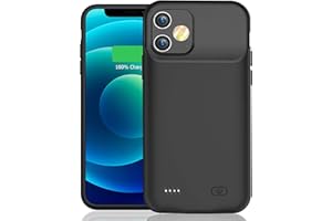KCKEM Battery Case for iPhone 12 Mini, Upgraded 6500mAh Ultra-Slim Portable Rechargeable Extended Battery Pack Charging Case Compatible with iPhone 12 Mini (5.4 inch) Charger Case Support Carplay (Black)