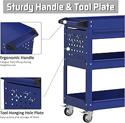 Pelnuies 3 Tray Rolling Tool Cart, 400 LBS Capacity