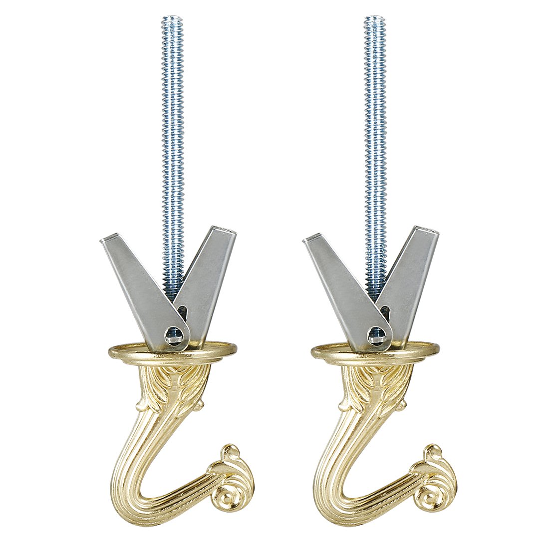 sourcing map 2 Pack Swag Hook Kit Brass Finish Plant Hanging Ceiling Hook