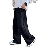Boy's Athletic Sweatpants Wide Leg Casual Fall Letter Sports Elastic Waist Baggy Pants Kids' Youth Open Bottom Sweatpant
