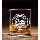 Popo The Man The Myth The Legend Whiskey Glass, Gifts For Grandfather, Papa, Dad, Him, Christmas, Birthday, Father's Day For Popo From Daughter, Son